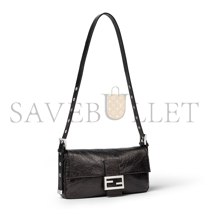 F**di BAGUETTE CRACKLED BLACK LEATHER BAG 8BR850B14MF0QA1 (26*14*4cm)